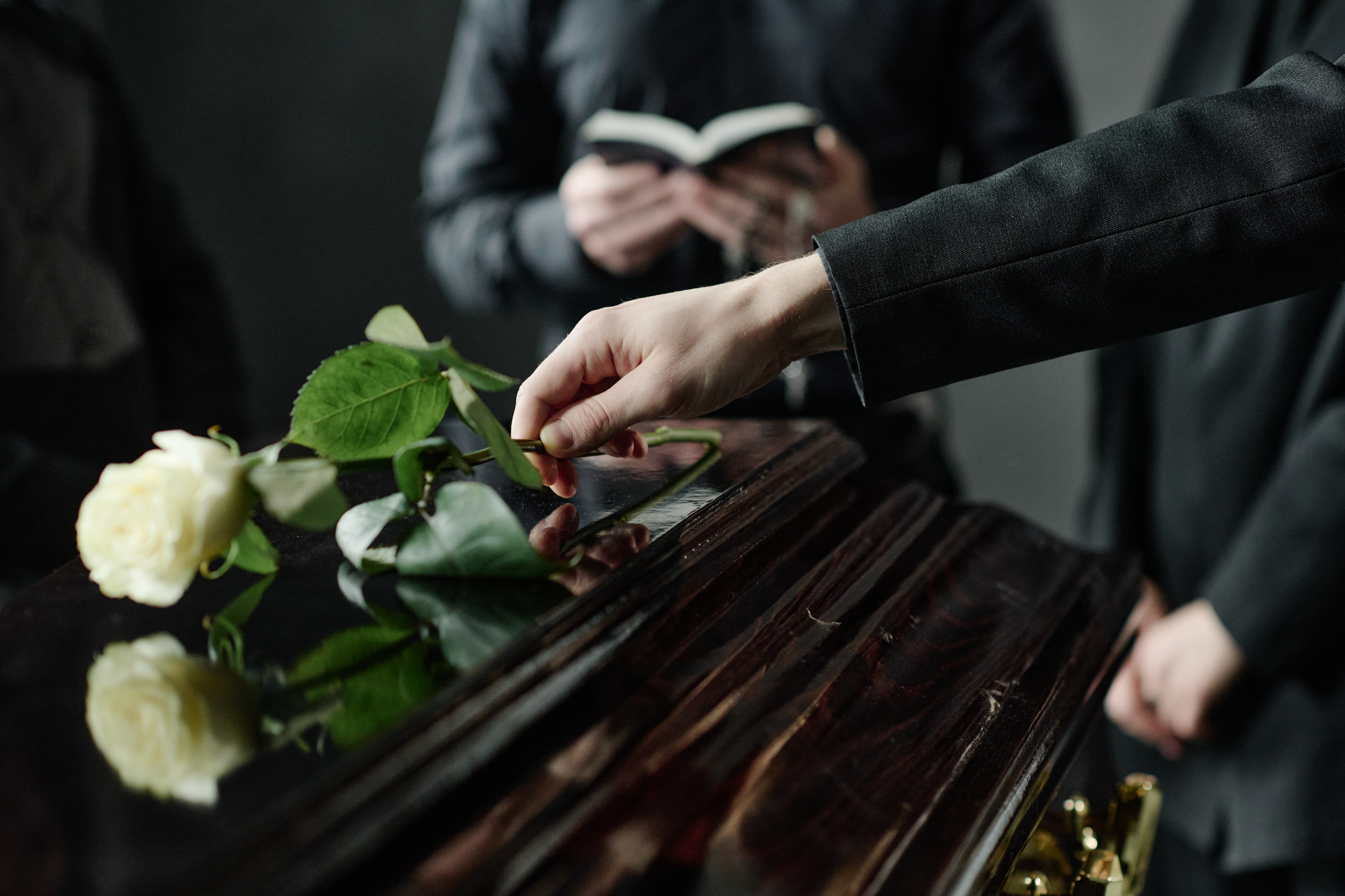 rose on coffin at funeral with mourners 2026 09 22 07 31 22 utc